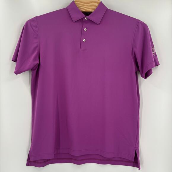 Peter Millar Summer Comfort Large Solid Purple Short Sleeve Golf Polo Shirt - Picture 5 of 6